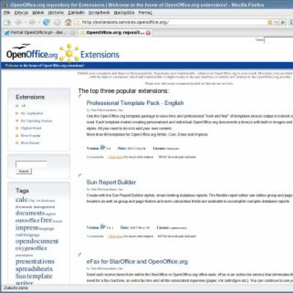 Repozytorium rozszerzeń OpenOffice