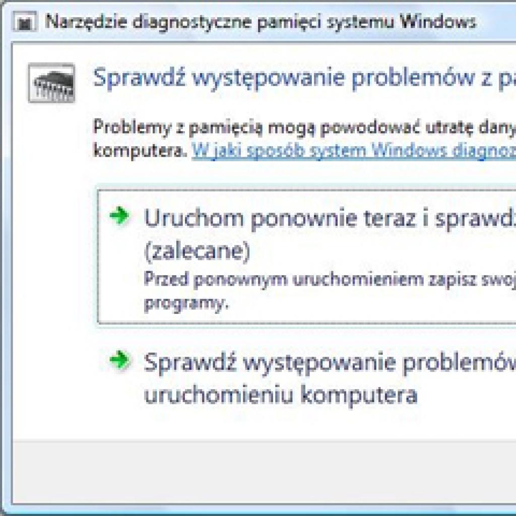 Testowanie pamięci RAM w Windows Vista
