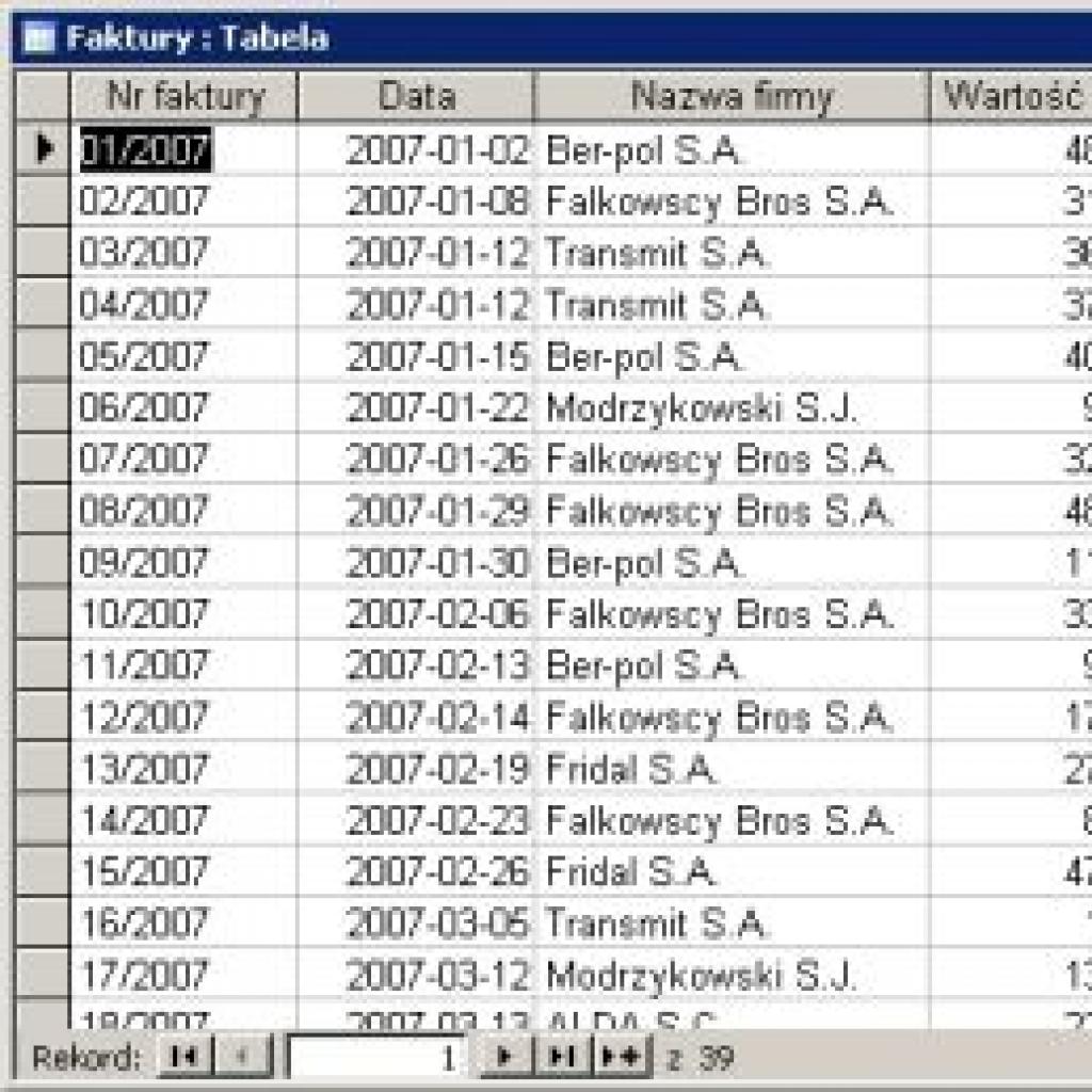 Importowanie danych z bazy Accessa do Excela