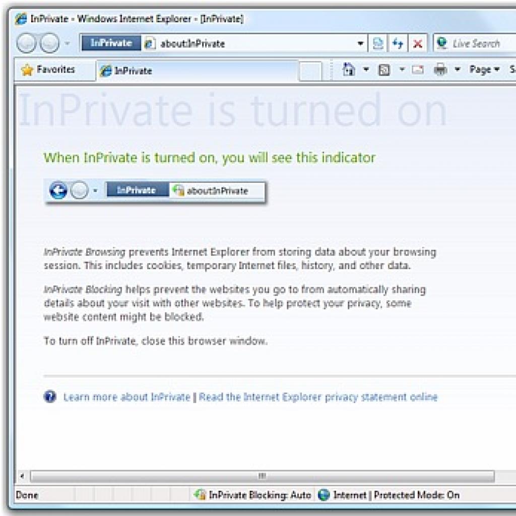 Włączanie trybu InPrivate w przeglądarce Internet Explorer 8