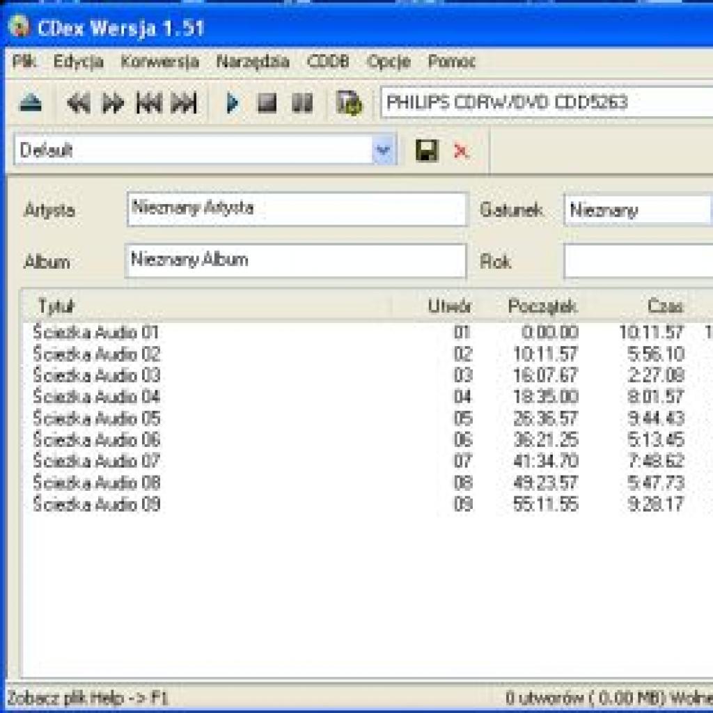 Automatyczne wprowadzanie informacji o utworach podczas kompresji do MP3