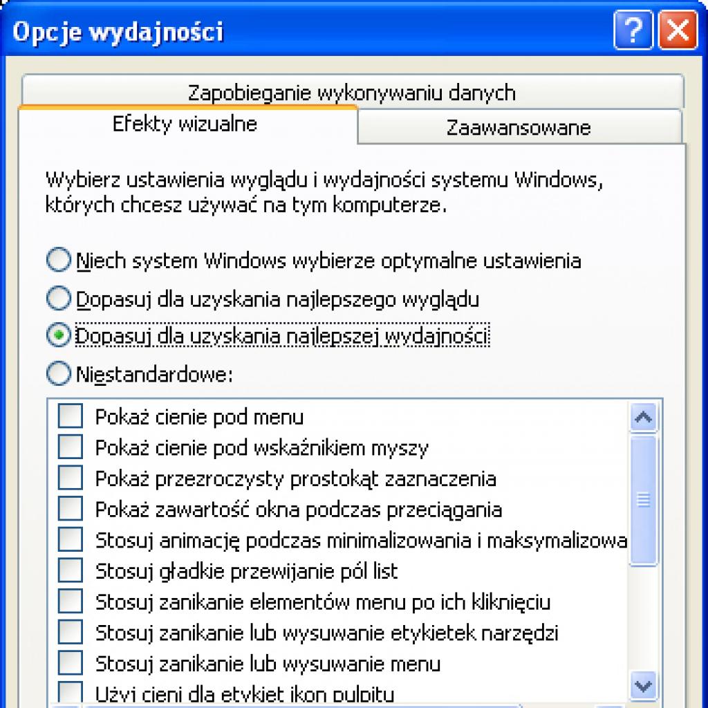 Przyspieszanie Windows XP poprzez modyfikacje wyglądu systemu 