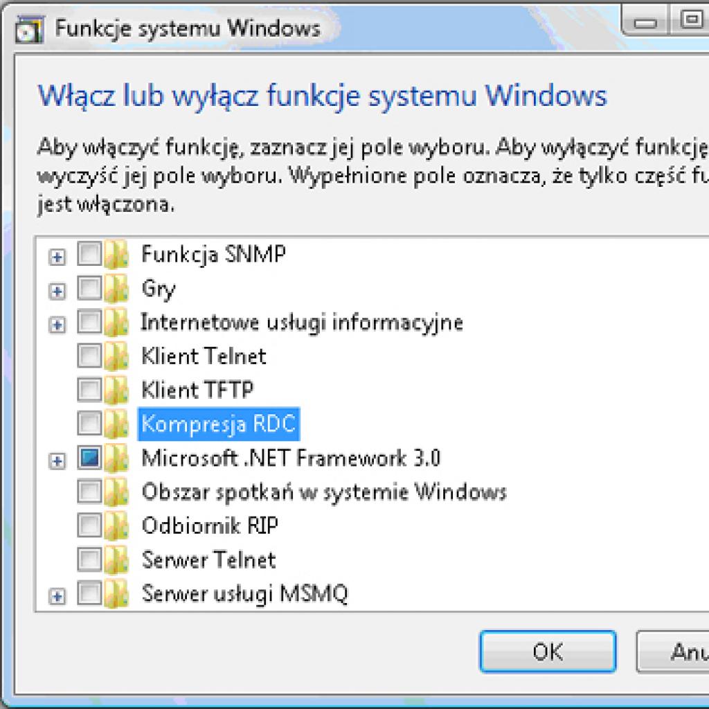 Usuwanie niepotrzebnych funkcji Windows Vista