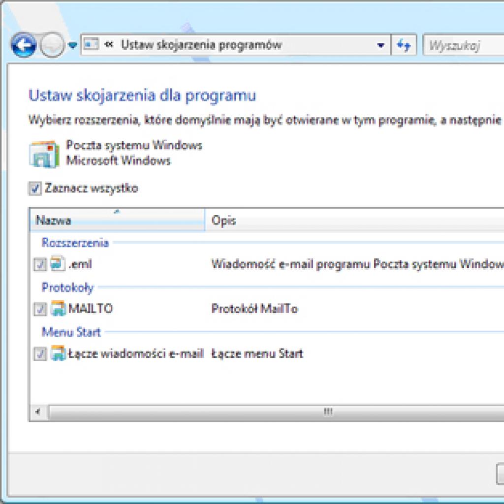 Windows Vista: problem z odnośnikami zawierającymi adres e-mail