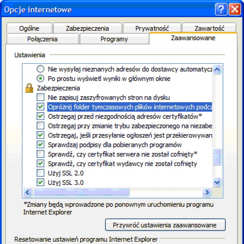 Automatyczne czyszczenie folderu plików tymczasowych przy zamykaniu Internet Explorera