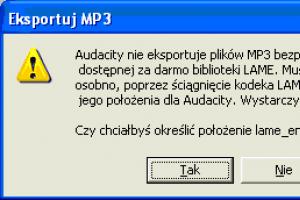 Audacity - eksportowanie plików do formatu MP3