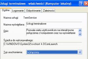 Rozwiązywanie problemów z zamykaniem Windows poprzez wyłączenie usług terminalowych