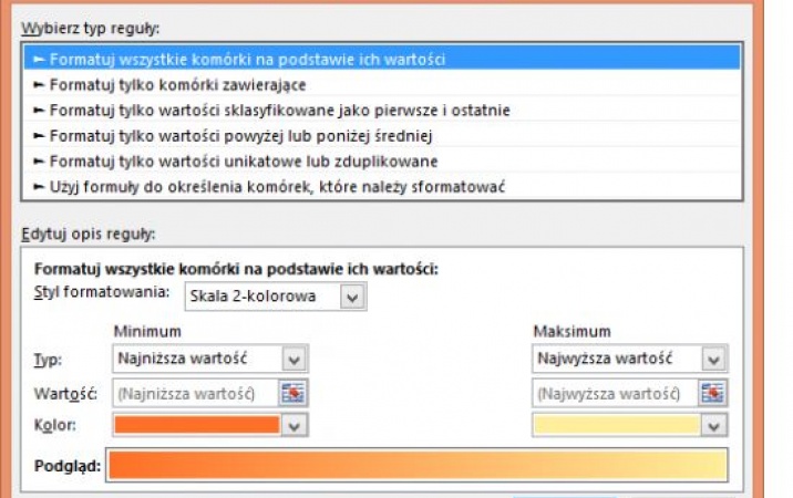 Złożone warunki formatowania tworzone z użyciem formuł