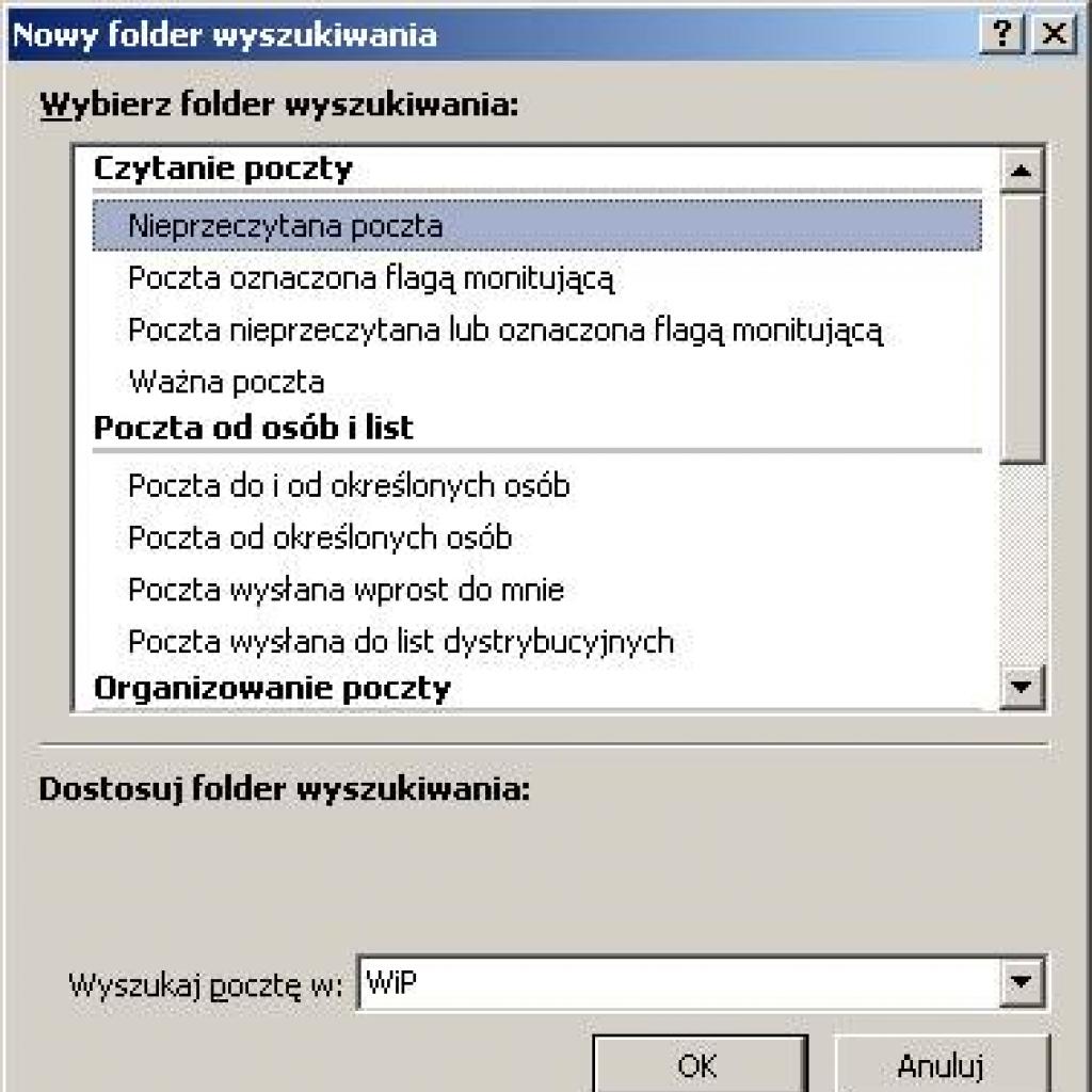 Foldery wyszukiwania w Outlooku - potrzebne informacje zawsze pod ręką