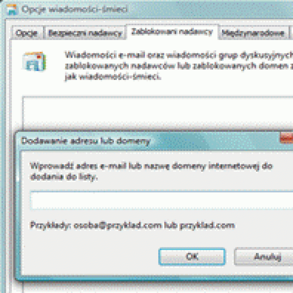 Blokowanie wybranych nadawców wiadomości e-mail