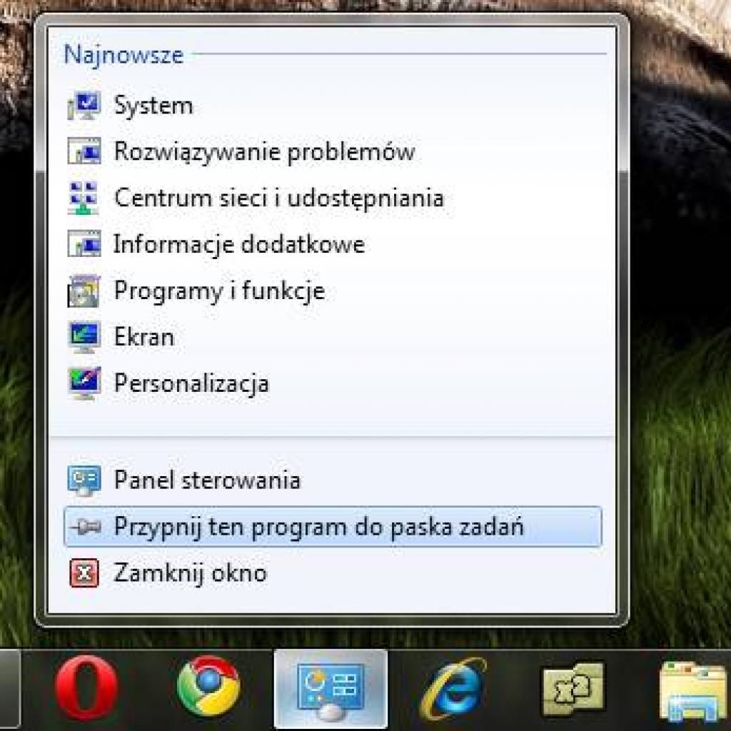 Szybki dostęp do Panelu sterowania w Windows 7