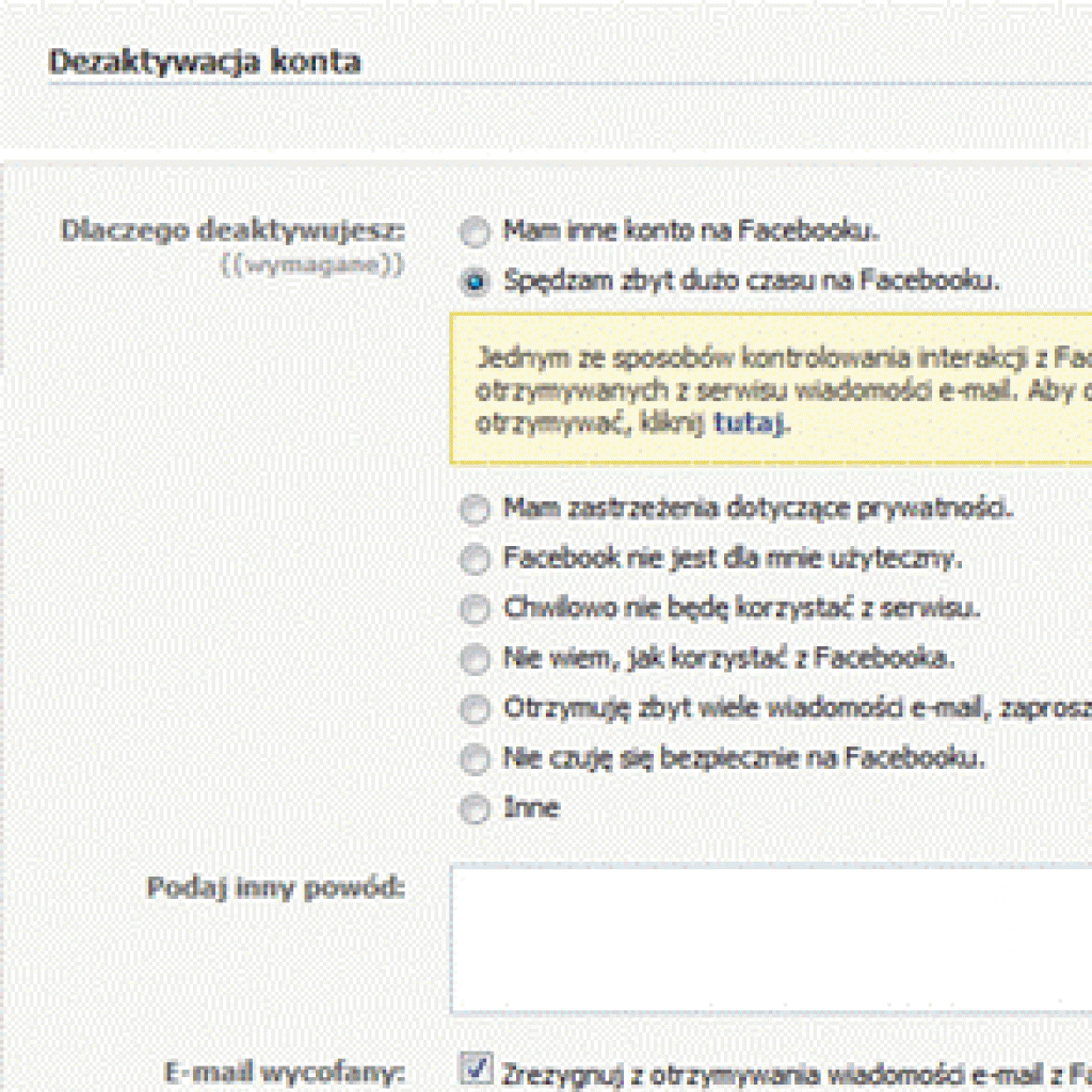 Usuwanie danych i konta z Facebooka