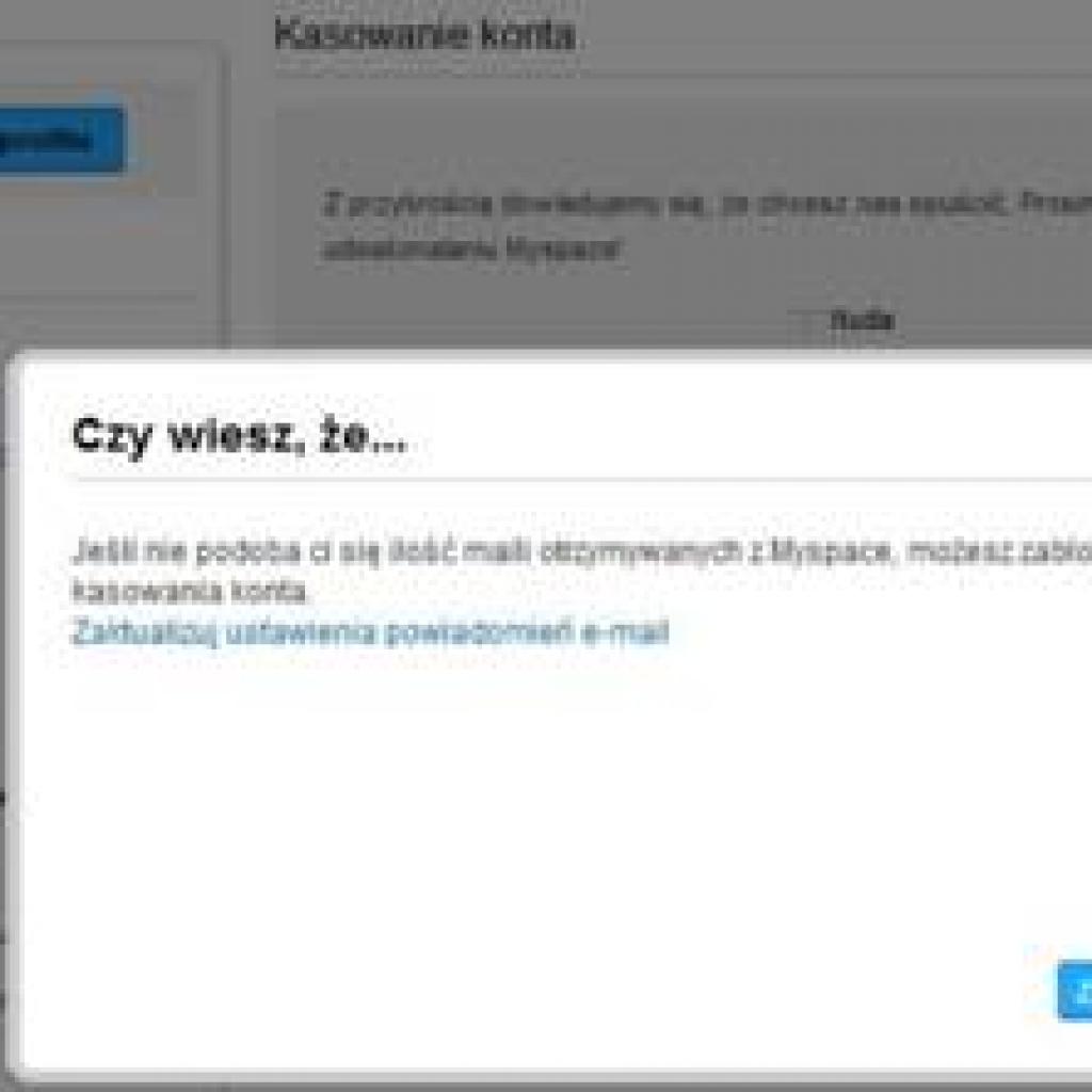 Usuwanie konta z serwisu MySpace