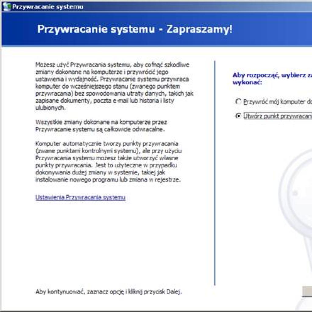 Tworzenie punktu przywracania w Windows