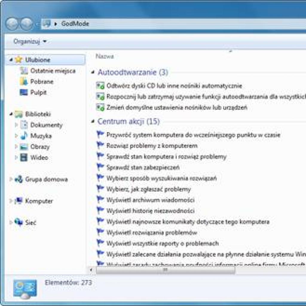 Szybkie włączanie trybu God Mode w Windows 7