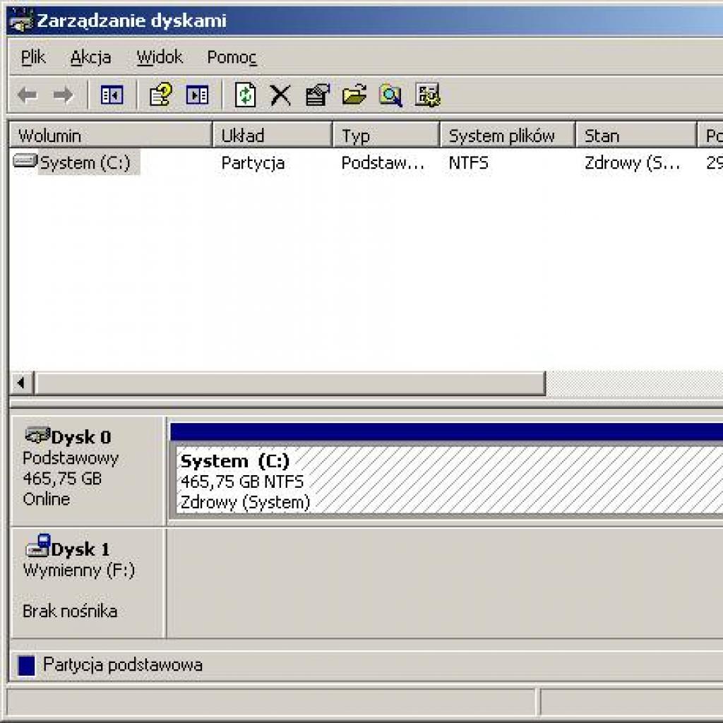 Zarządzanie dyskami i tworzenie partycji w Windows XP