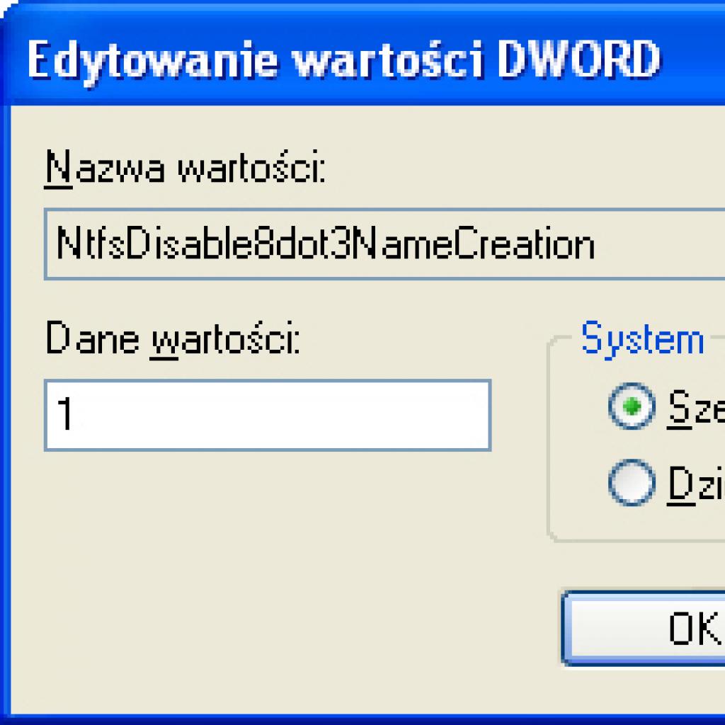 Sztuczki w rejestrze przyspieszające pracę dysku twardego