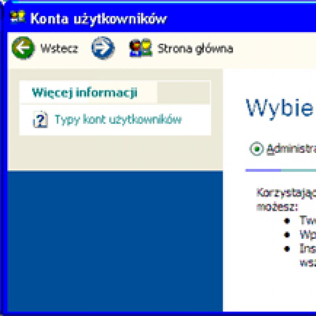 Zakładanie kont użytkowników w Windows XP