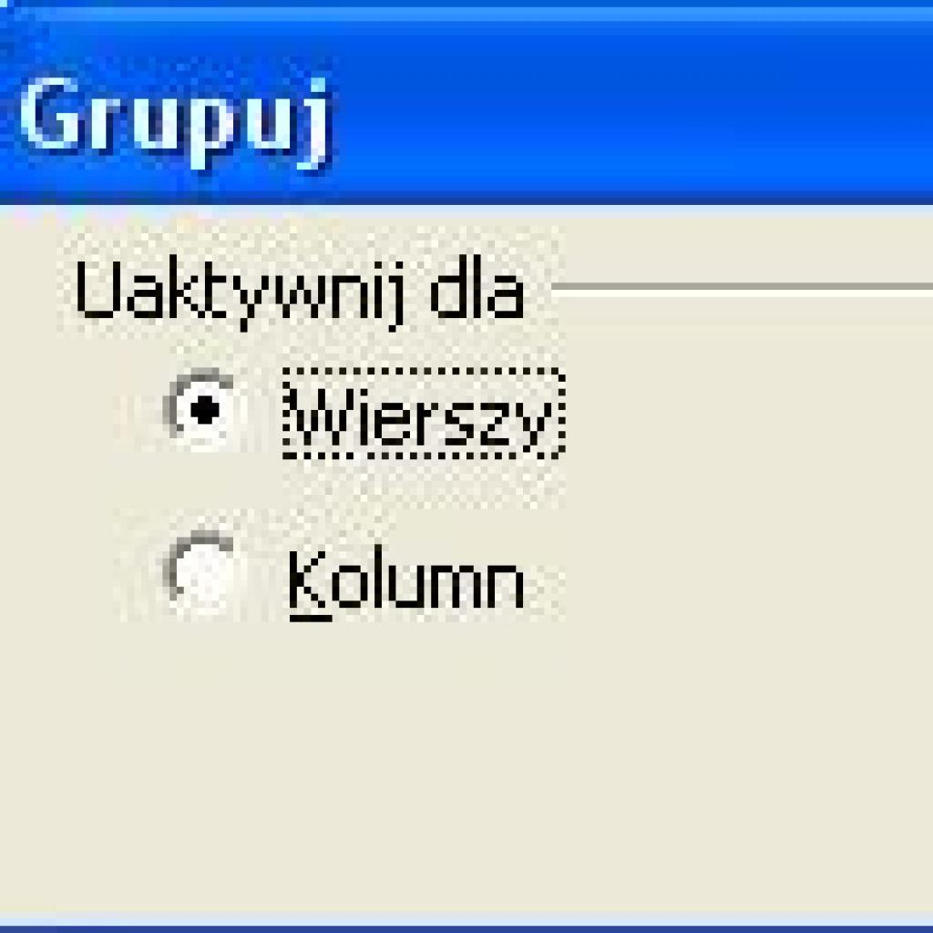 Grupowanie danych w arkuszu kalkulacyjnym programu Calc
