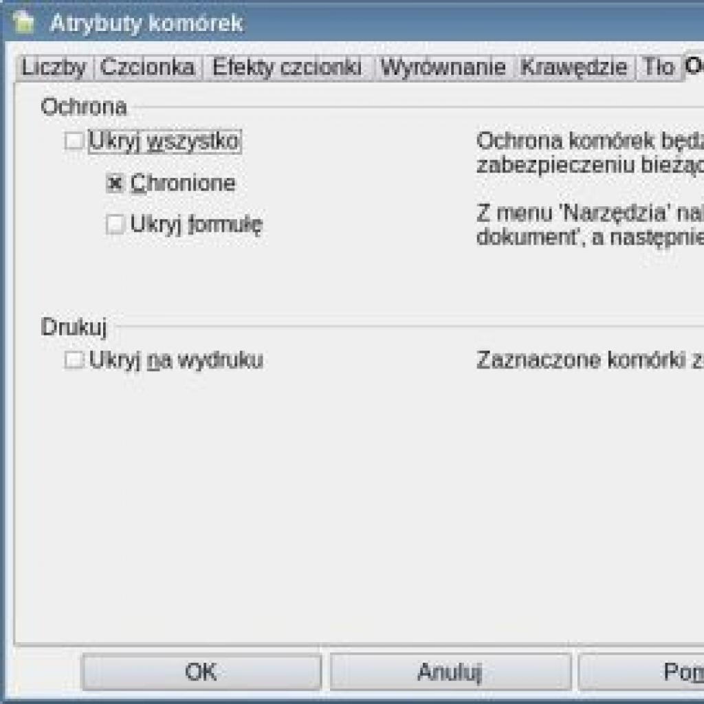 Zabezpieczanie zawartości komórek w OpenOffice Calc