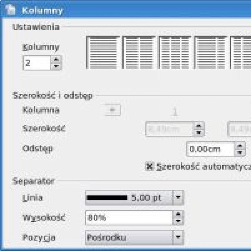 Tworzenie kolumn tekstu w OpenOffice Writer