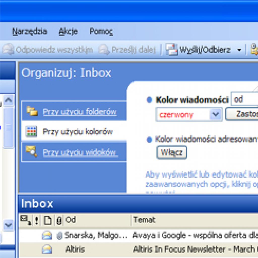Outlook: oznaczanie kolorami wiadomości od wybranych osób
