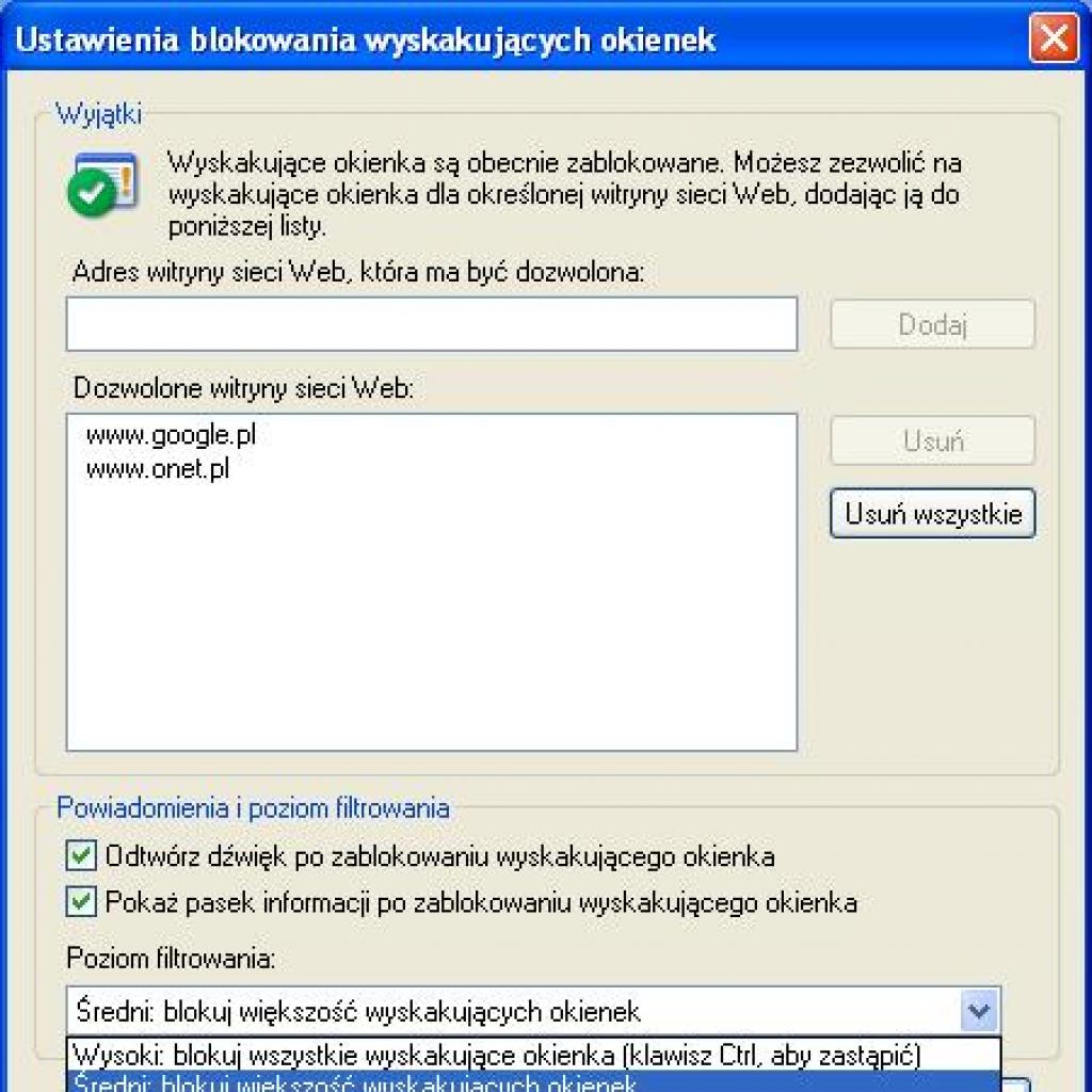 Blokowanie okienek reklamowych