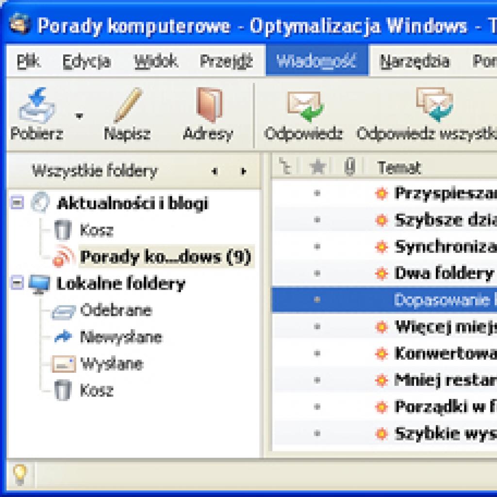 Konfiguracja kanałów RSS w programie pocztowym Thunderbird