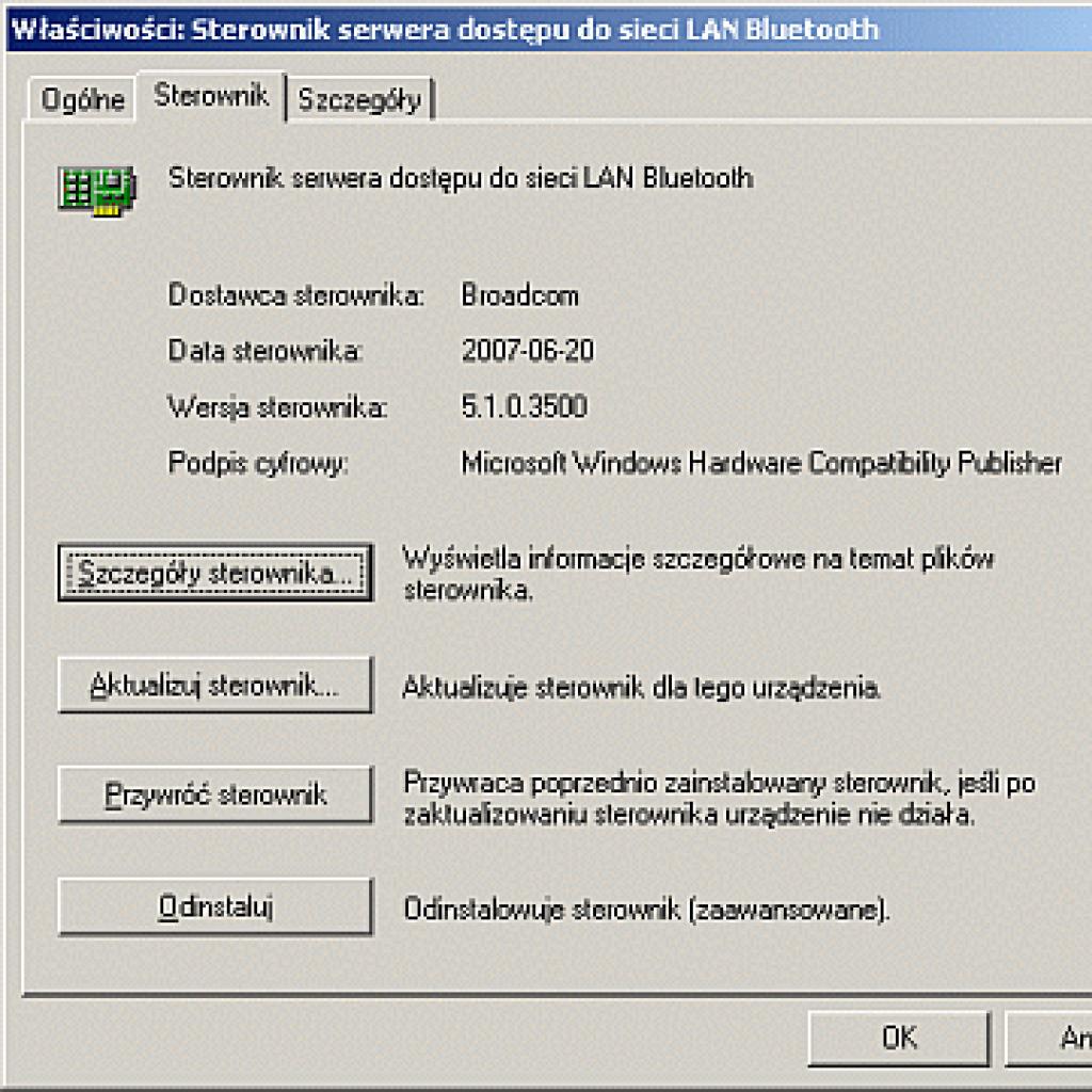 Przywracanie sterowników w Windows XP