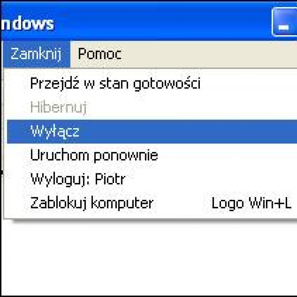 Awaryjne zamykanie Windows XP