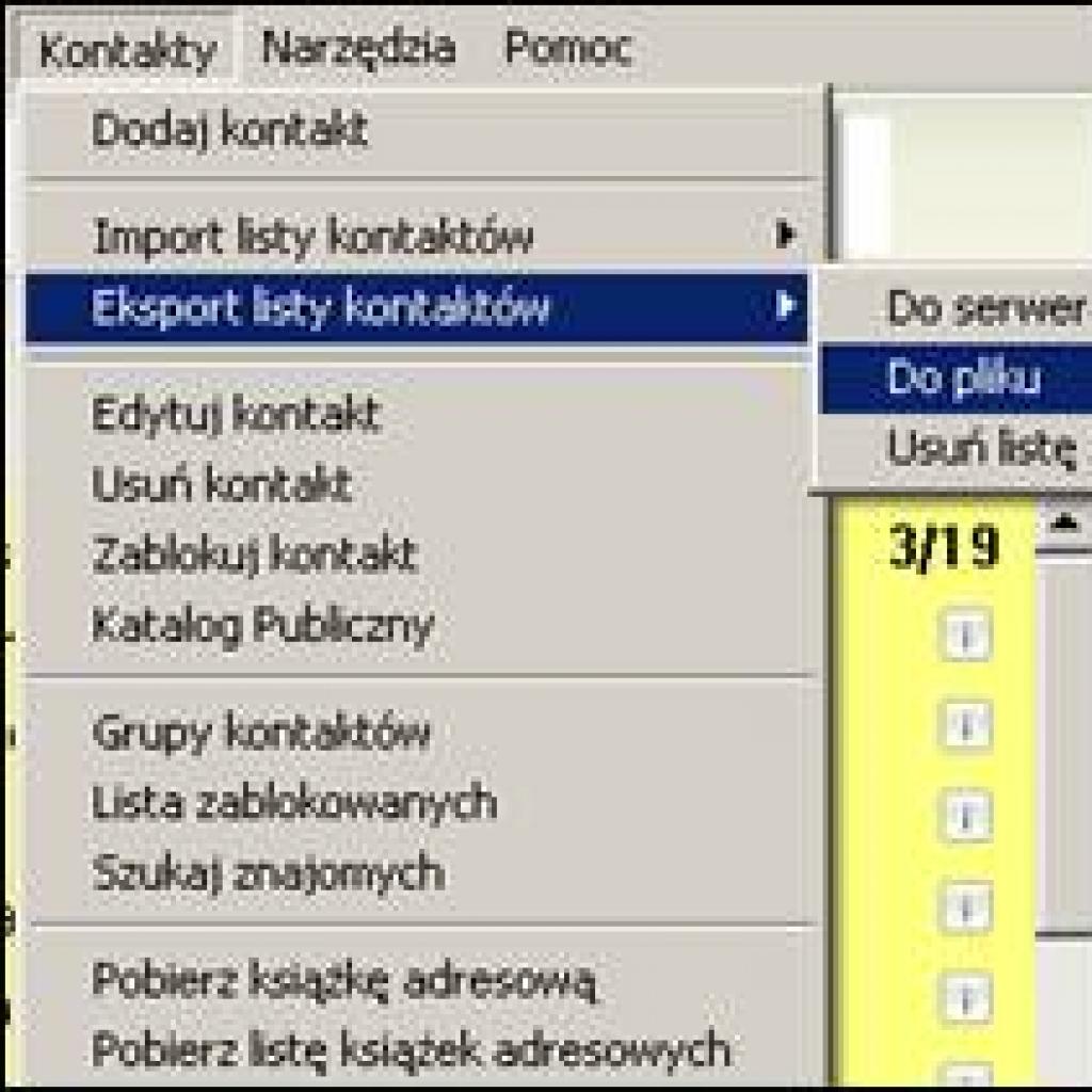 Kopia zapasowa kontaktów Gadu-Gadu