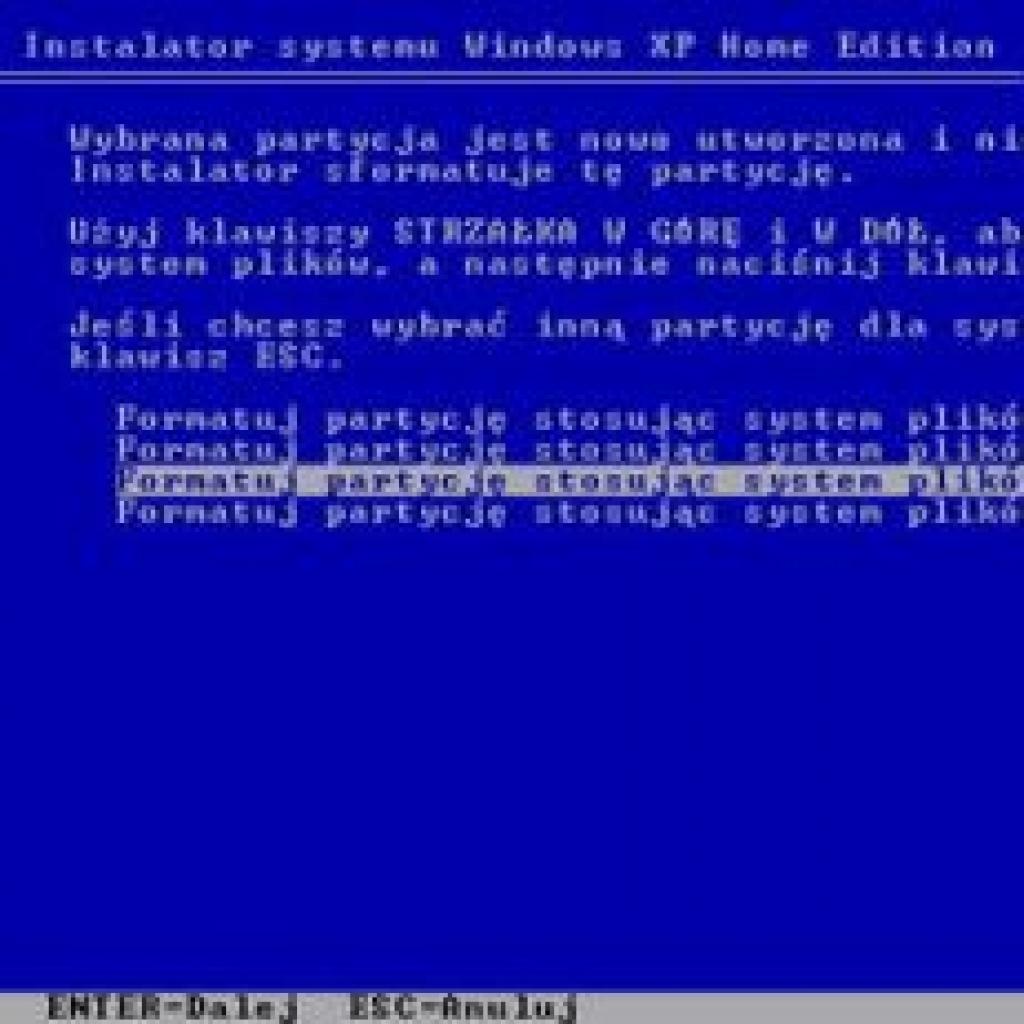 Formatowanie dysku przed instalacją Windows