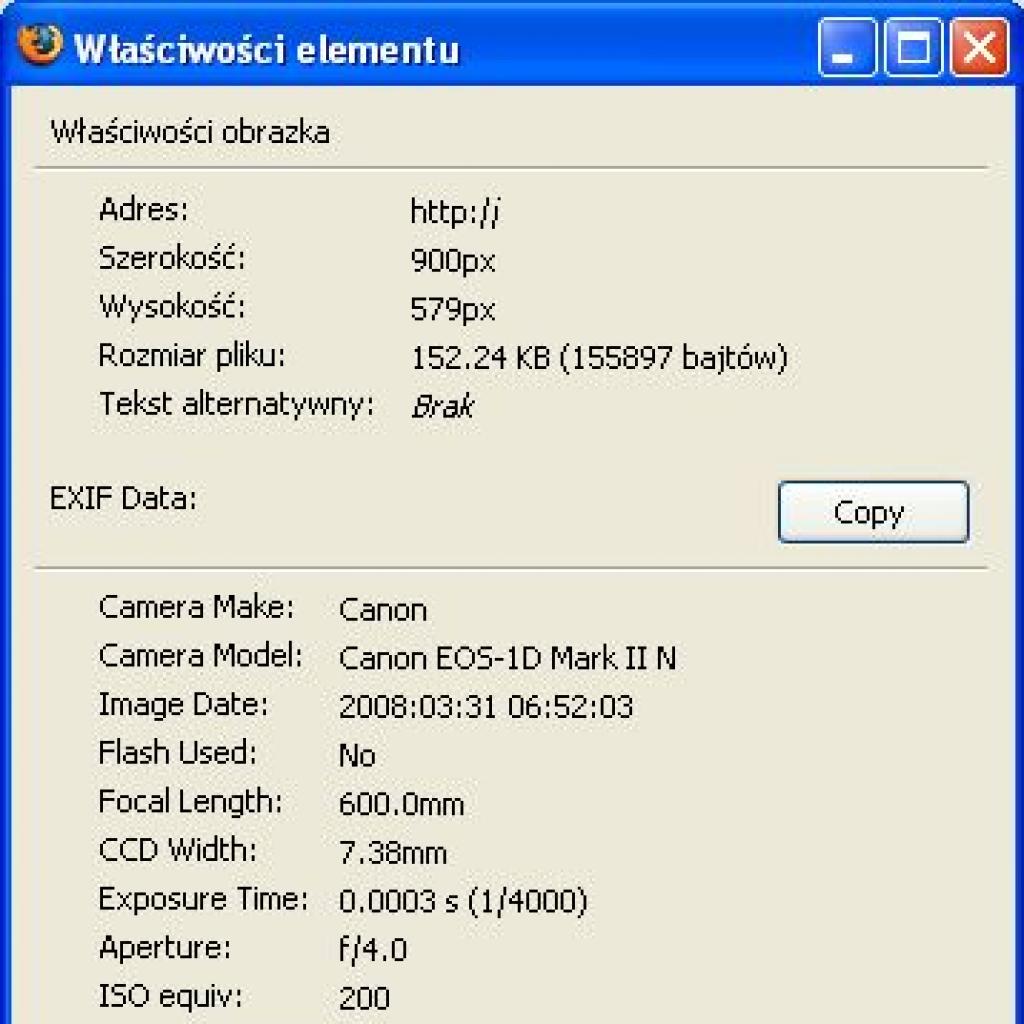 Odczytywanie danych EXIF ze zdjęć na stronach WWW