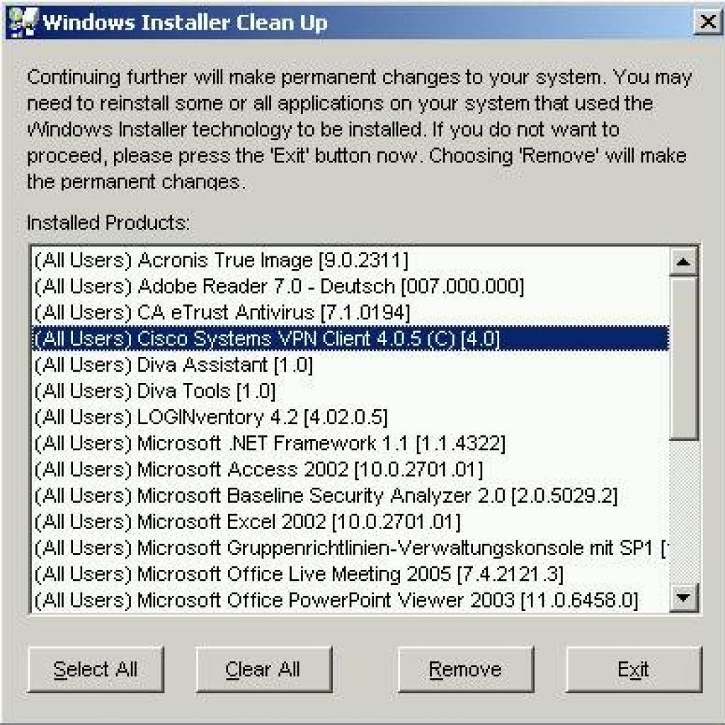 Porządkowanie rejestru z wykorzystaniem Windows Installer CleanUp
