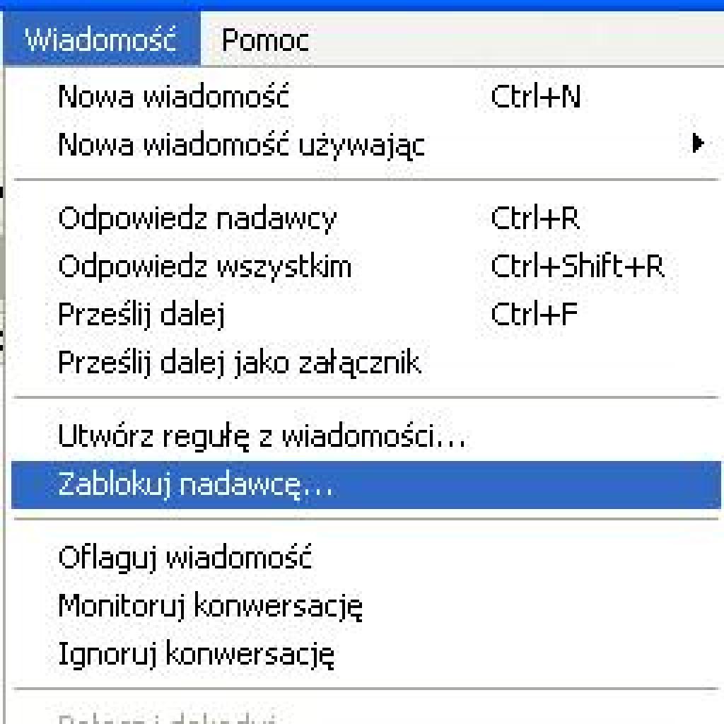 Blokowanie nadawcy w Outlook Express