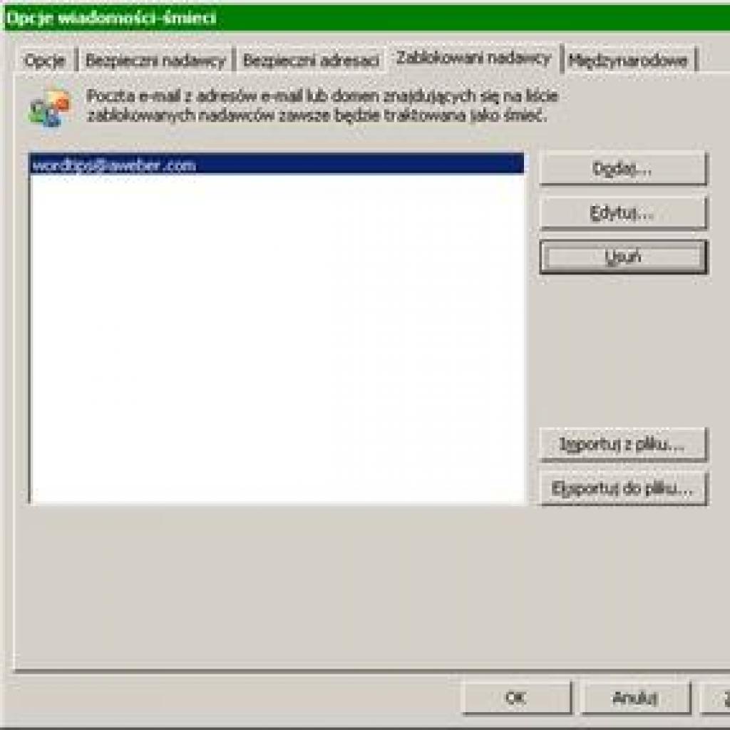 Blokowanie nadawcy niebezpiecznych wiadomości w Outlooku