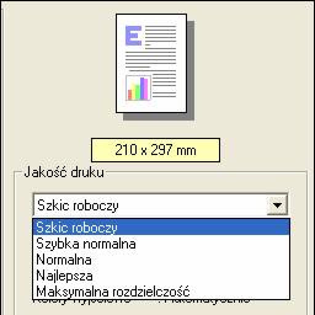 Szybki i oszczędny wydruk w trybie szkicu roboczego
