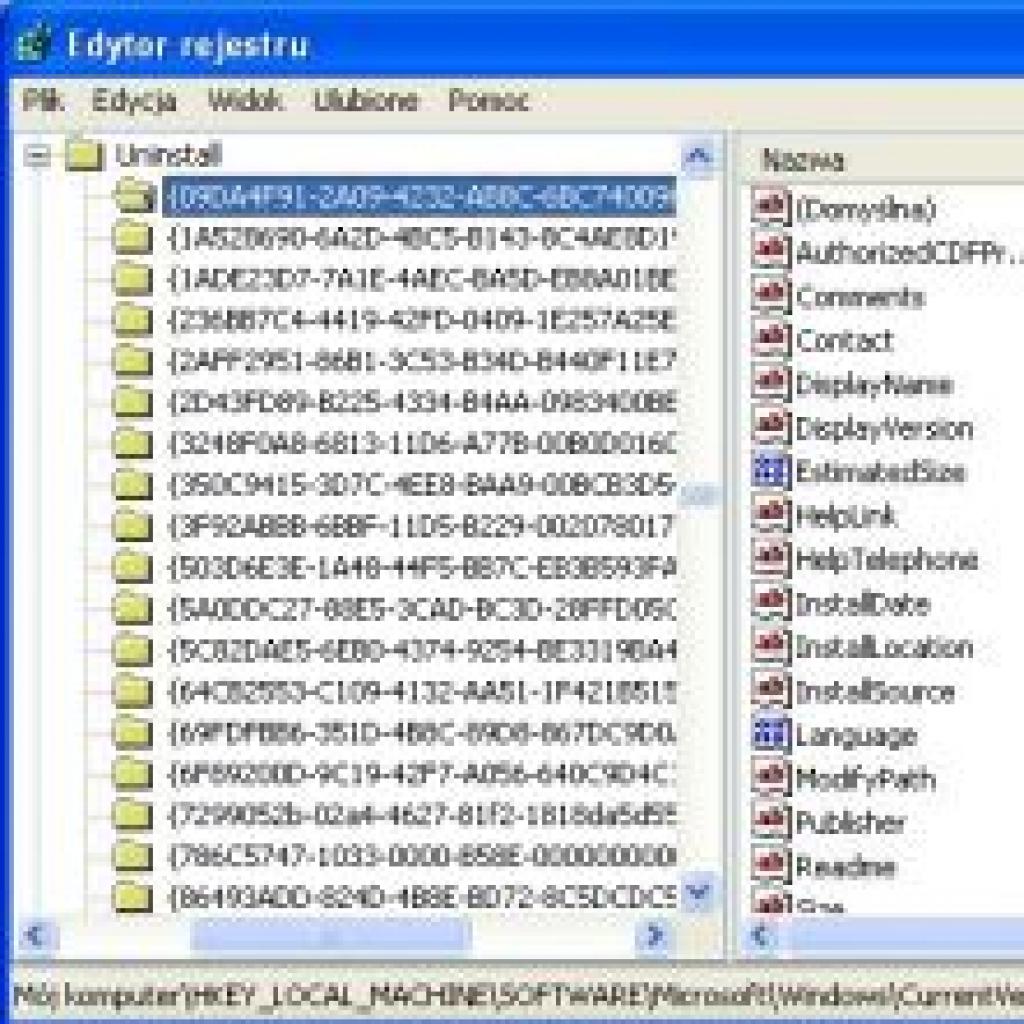 Ręczne usuwanie z rejestru zbędnych wpisów po programach