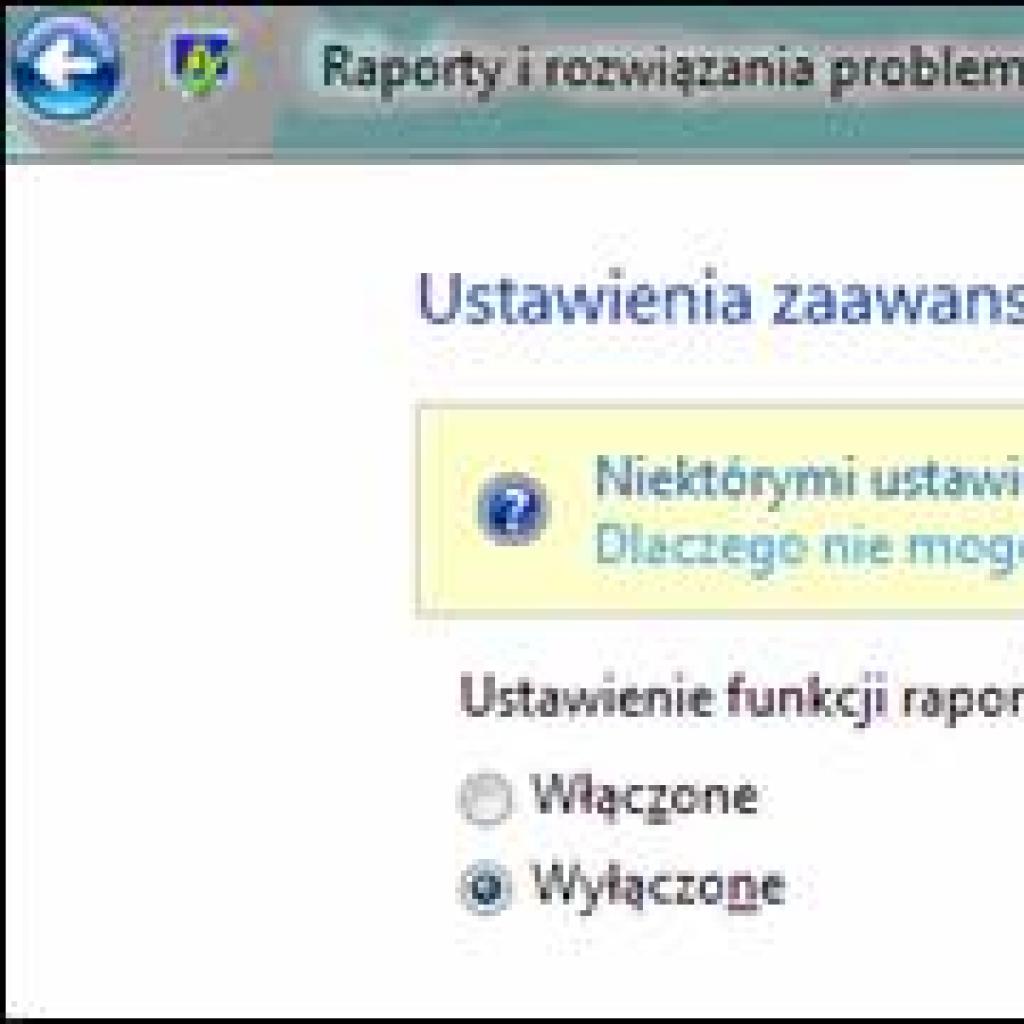 Wyłączanie w Windows Vista funkcji wysyłania raportów o błędach