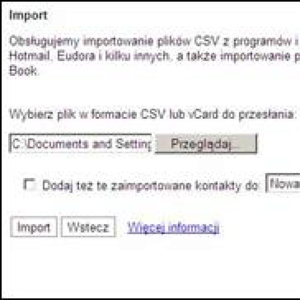 Przenoszenie kontaktów z klienta pocztowego do konta Gmail