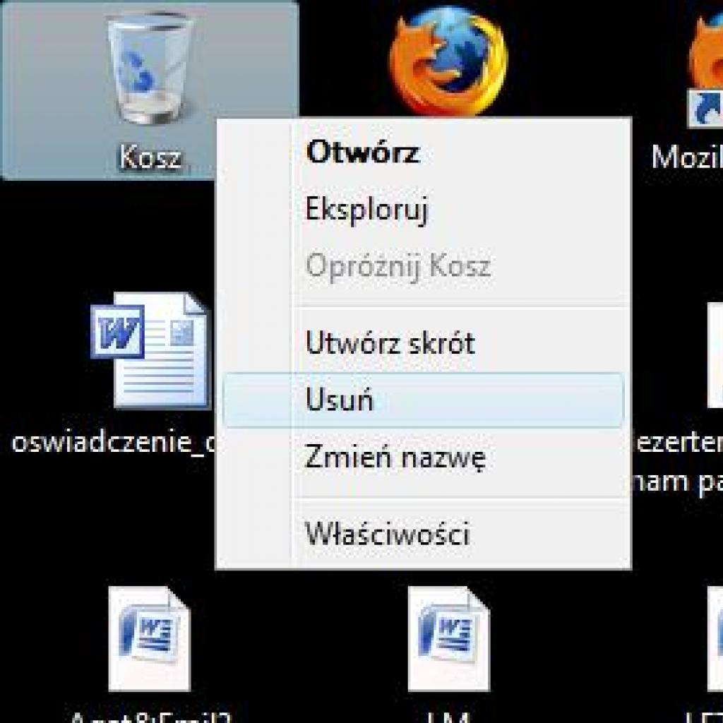 Przywracanie przypadkowo usuniętej ikony Kosza