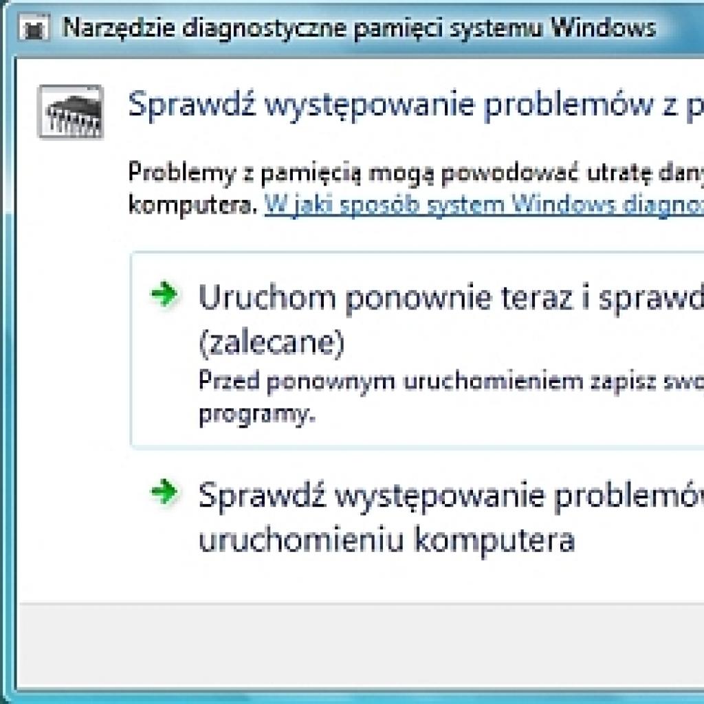 Narzędzie do testowania pamięci w Windows Vista