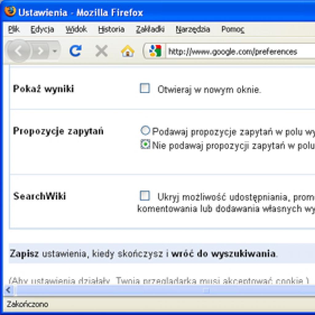 Google: wyłączanie sugestii zapytań
