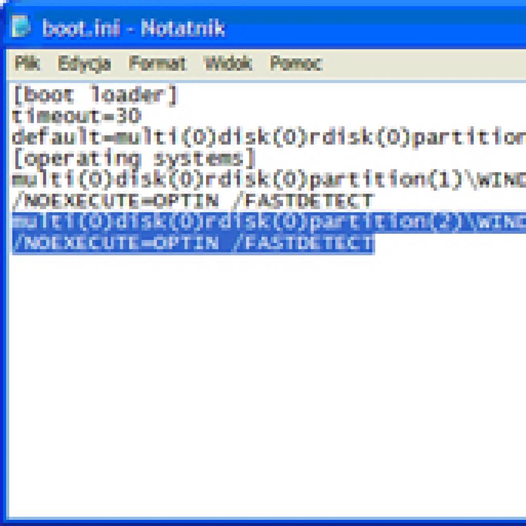 Naprawa pliku boot.ini