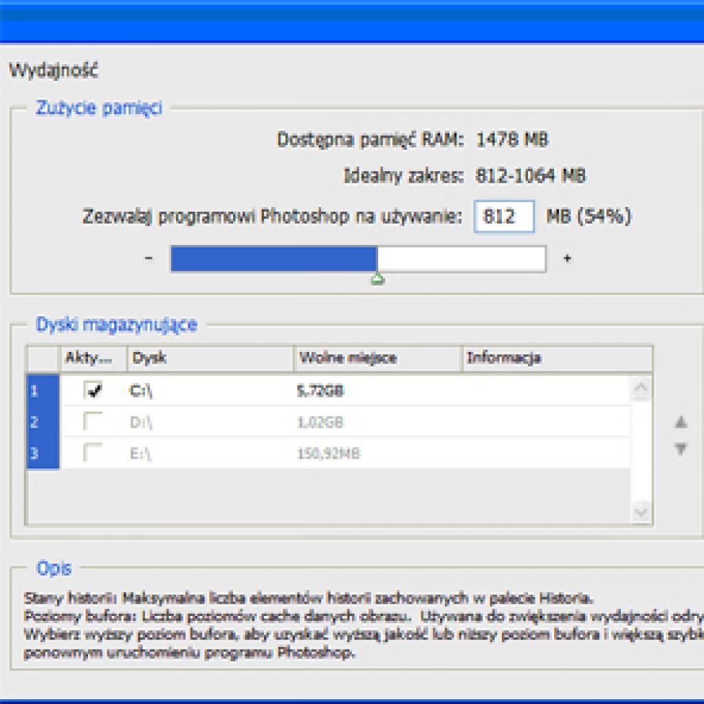 Zwiększanie liczby zapamiętywanych edycji w Photoshopie