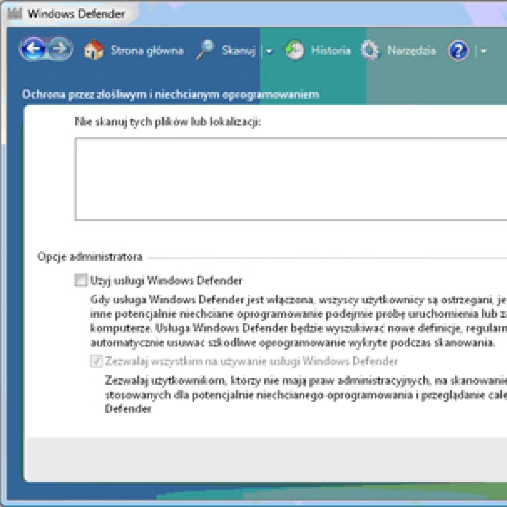 Wyłączanie programu Windows Defender w Viście