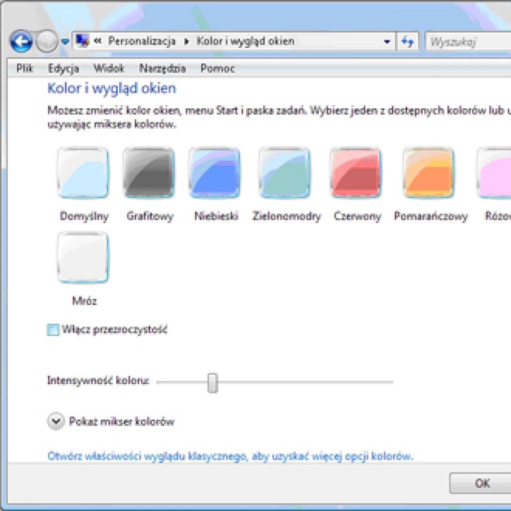 Wyłączanie przezroczystości okien w Windows Vista