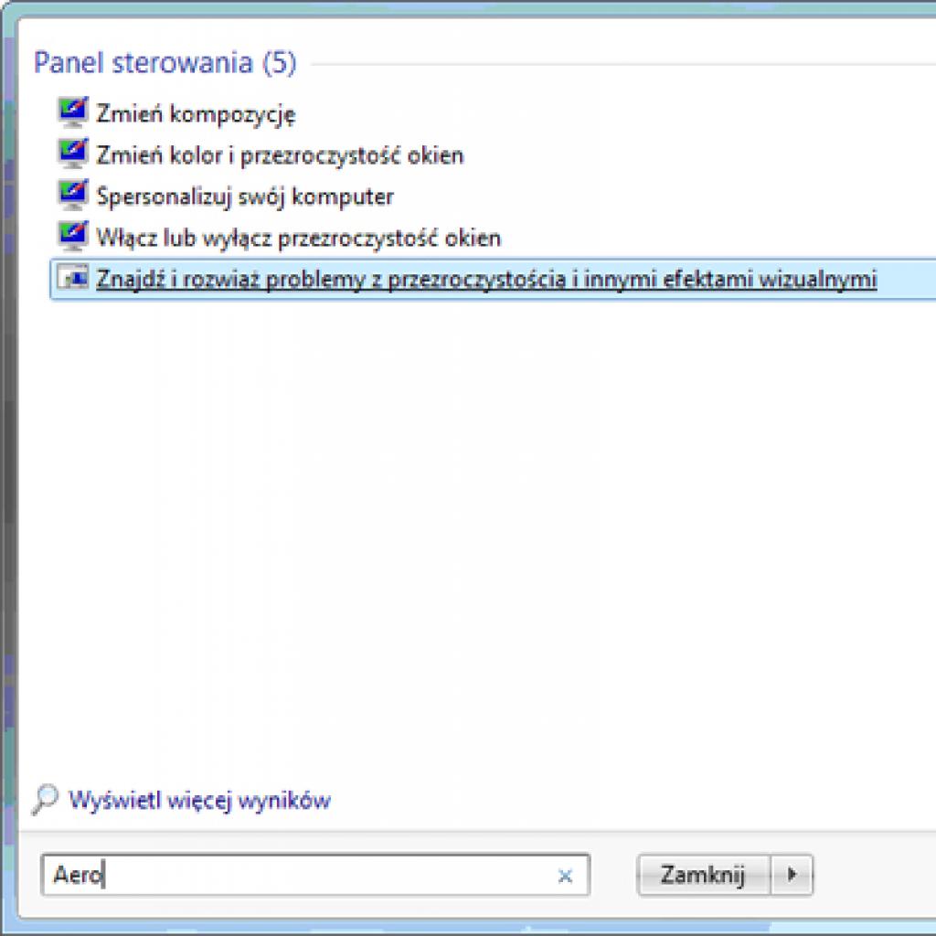 Windows 7: nie działa interfejs Aero