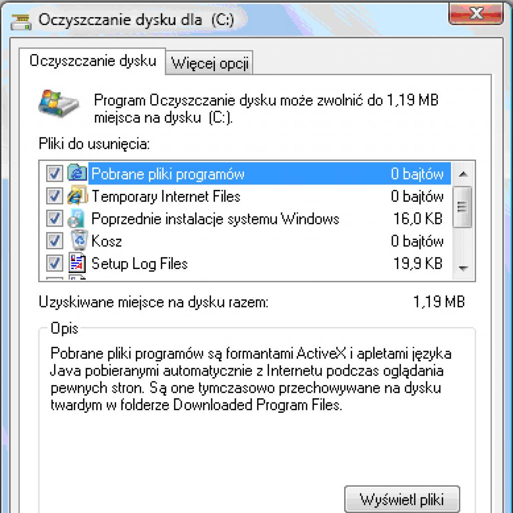 Usuwanie zbędnych plików   w Windows Vista