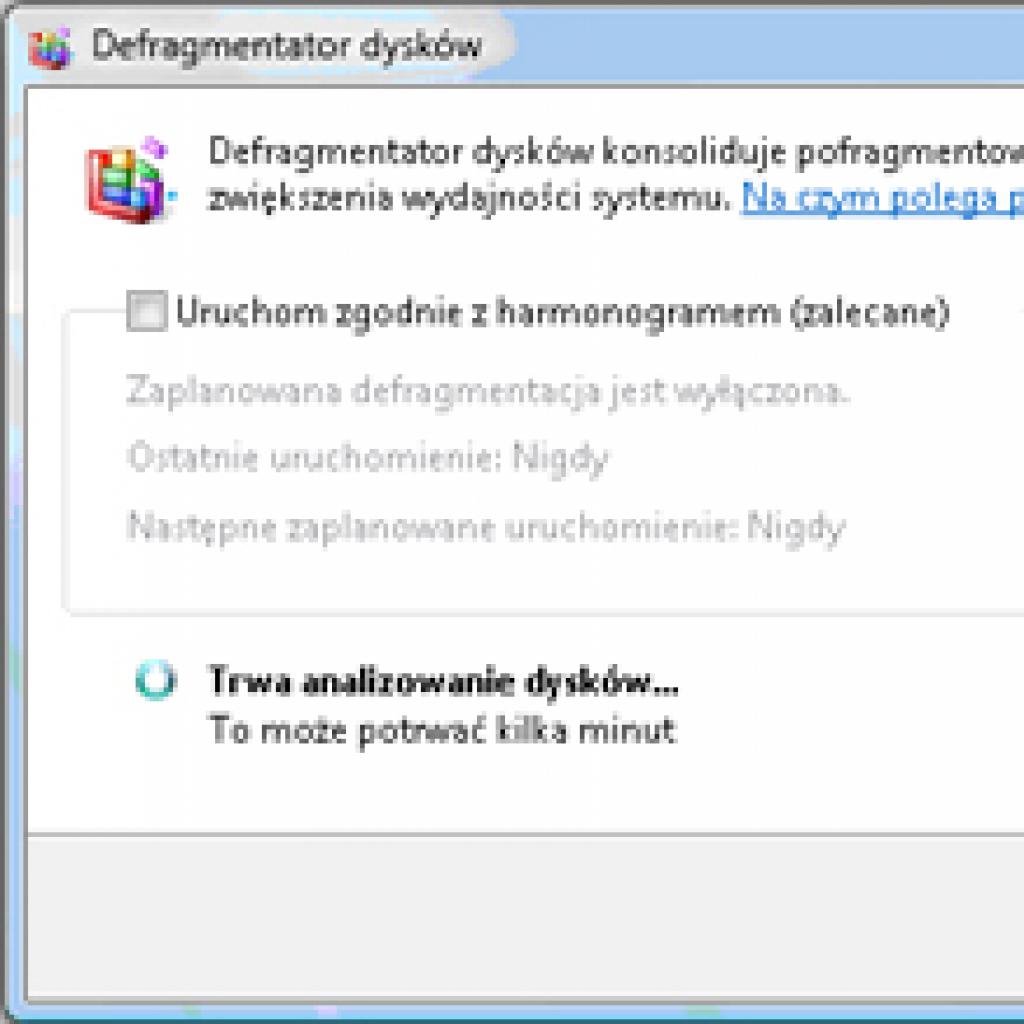 Wyłączanie automatycznej defragmentacji w Windows Vista